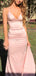 Deep V-neck Pink Satin Mermaid Long Prom Dresses, Backless Custom Prom Dress, BGS0470