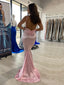 Morden Pink Satin Mermaid Long Prom Dresses, Backless Prom Dress, BGS0474