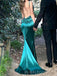 Mermaid Backless Satin V-neck Long Prom Dresses, BGS0477