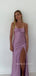Spaghetti Straps Lilac Satin Mermaid Long Prom Dresses, BGS0501