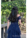 Off Shoulder Blue Tulle A-line Long Prom Dresses, BGS0504