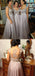 Grey Lace Top Seen Through Back Floor-length Bridesmaid Dresses, BG51303 - Bubble Gown