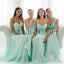 A Line Mismatched Mint Junior Simple Floor-length Bridesmaid Dresses, BG51285