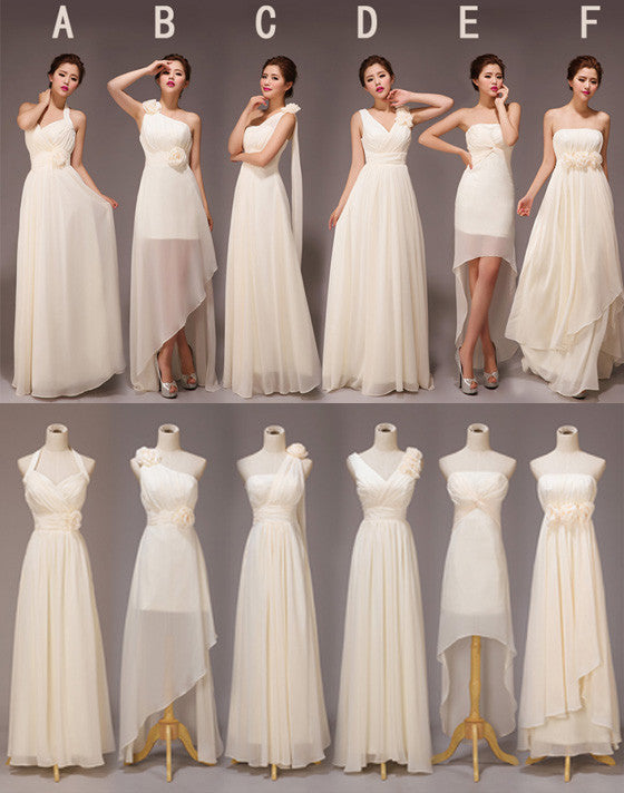 Mismatched Chiffon Long Cheap A Line Bridesmaid Dresses, BG51290