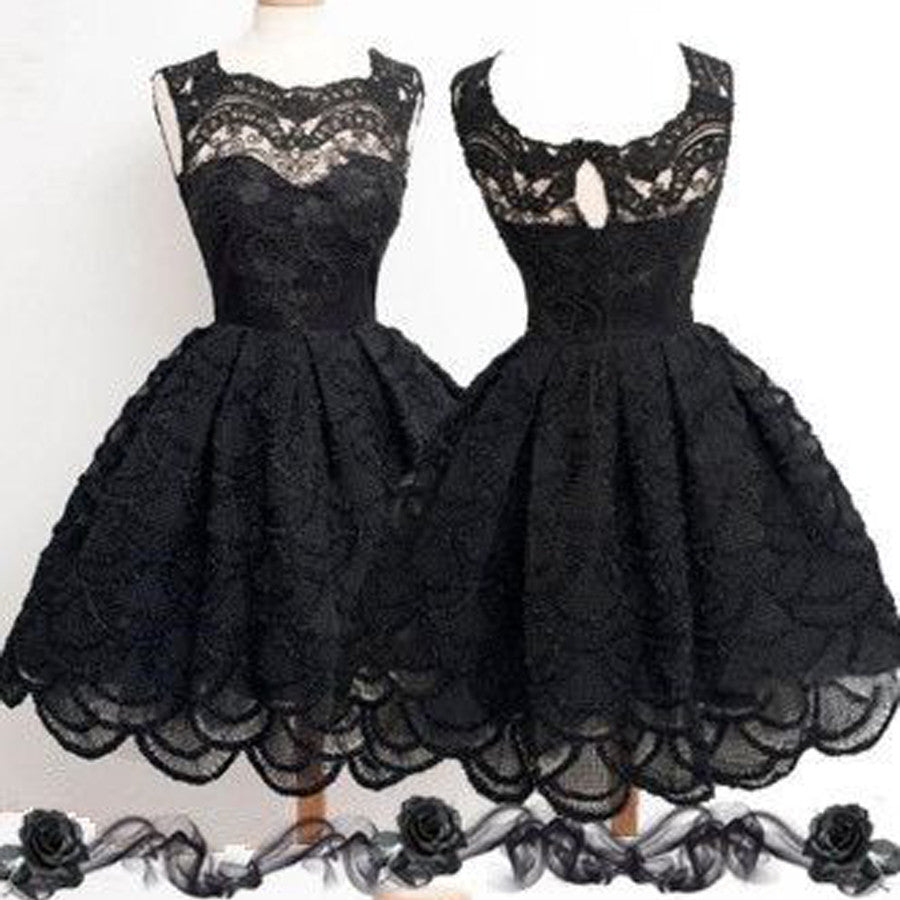 Black Lace Lovely Junior Graduation Short Homecoming Dresses, BG51404 - Bubble Gown