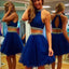 Two Pieces Royal Blue Tulle Short Graduation Homecoming Dresses, BG51432