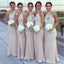 Halter Lace Top Mermaid Long Cheap Wedding Bridesmaid Dresses, BG51279