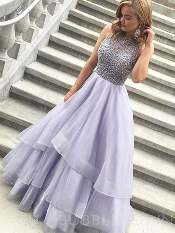Lavender Beaded Top Inexpensive Evening Ball Gown Long Prom Dresses, BG51525