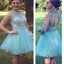 Blue Open Back Lovely Short Teens Graduation Homecoming Dresses, BG51463 - Bubble Gown