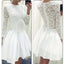 Cheap White Long Sleeves Short Lace Homecoming Dresses, BG51418