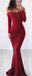 Off the Shoulder Long Sleeves Mermaid Burgundy Long Bridesmaid Dresses, BGP299