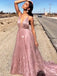 Sparkle Popular Spaghetti Strap A Line Long Prom Dresses, WP025