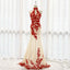 Red Applique High Neck Evening Party Long Prom Dresses, BG51178