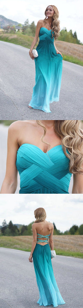 Sweet Heart Gradient Open Back Long Prom Dresses, BG51177