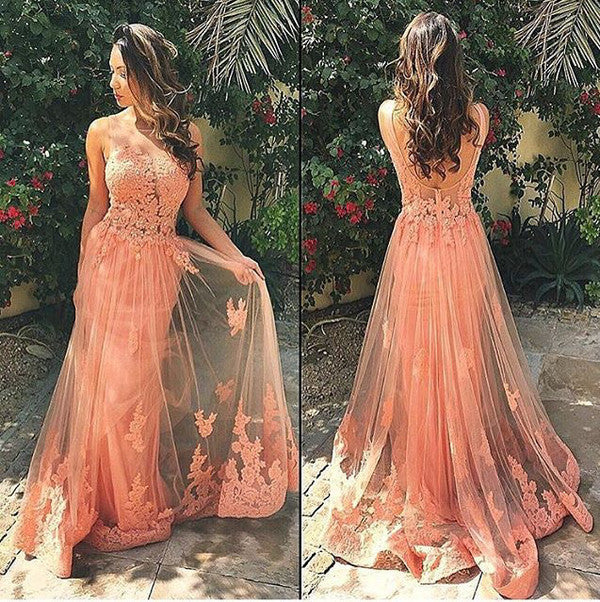 Affordable Lace Unique Pretty Formal Inexpensive Long Prom Dresses, BG51084 - Bubble Gown