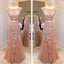 Charming Applique Mermaid Cap Sleeve V Back Long Evening Prom Dress, BG51099 - Bubble Gown