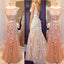 Charming Applique Mermaid Cap Sleeve V Back Long Evening Prom Dress, BG51099