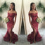 Off Shoulder Sequin Mermaid Side Slit Cheap Long Prom Dresses, BG51214