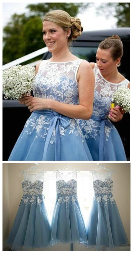 Junior Pretty Organza Lace Short Bridesmaid Dresses, BG51045 - Bubble Gown