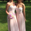 Blush Pink Sweetheart Lace Top Chiffon Long Junior Bridesmaid Dresses, BG51048
