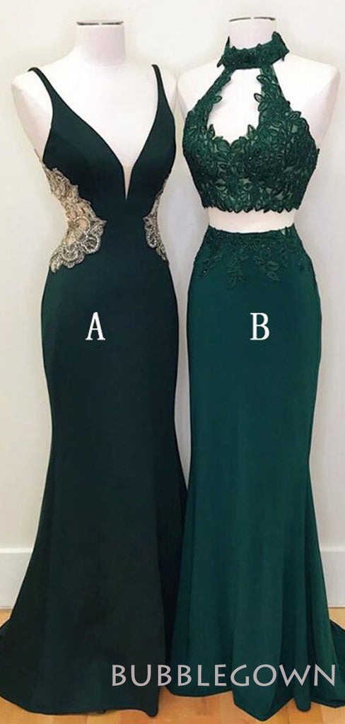 Teal Green Mermaid Evening Party Long Prom Dresses, WP006