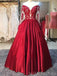 Red Long Sleeves Off the Shoulder Long 2017 Prom Dress Ball Gown, BG51515