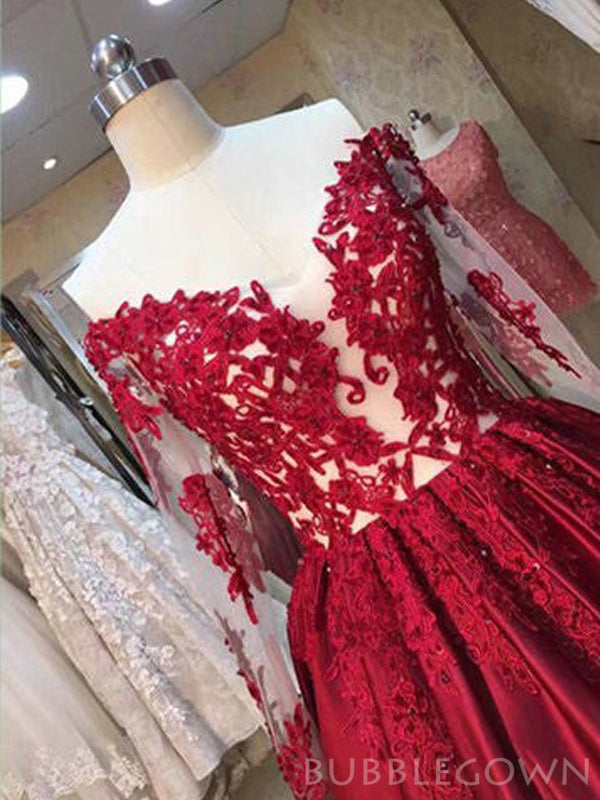 Red Long Sleeves Off the Shoulder Long 2017 Prom Dress Ball Gown, BG51515