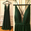 Sexy Green Deep V Neck Simple Backless Long Prom Beach Dresses, BG51510