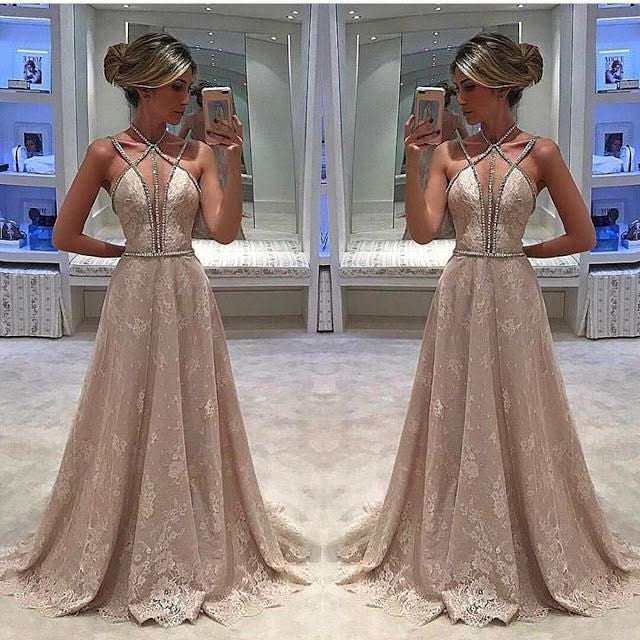 Unique Sexy Lace Elegant Affordable Evening Long Prom Dresses, BG51536
