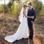 Cheap Open Back Halter Chiffon Lace Beach Simple Long Wedding Dresses, BG51599