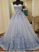 Elegant Sweetheart Tulle Applique Long Evening Prom Dresses, BG51627 - Bubble Gown