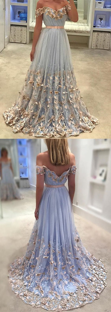 Beautiful Off the Shoulder Unique Formal Long Evening Prom Dresses, BG51628 - Bubble Gown