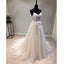 Spaghetti Strap Elegant Tulle Applique Lace Up Back Long Prom Dresses, BG51630