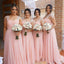 Cap Sleeve Pink Elegant Cheap Long Bridesmaid Dresses, BG51640 - Bubble Gown