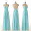 Blue V-neck Chiffon Floor-Length Wedding Party Dresses for Bridesmaid, BG51296