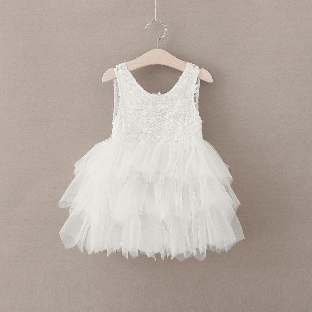 Scoop Neckline Lace Top Tulle Popular Tulle Flower Girl Dresses, Cheap Little Girl Dresses,  FG018