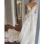Applique Sexy Online V Neck Ivory Fashion Long Prom Wedding Dresses, BG51501 - Bubble Gown