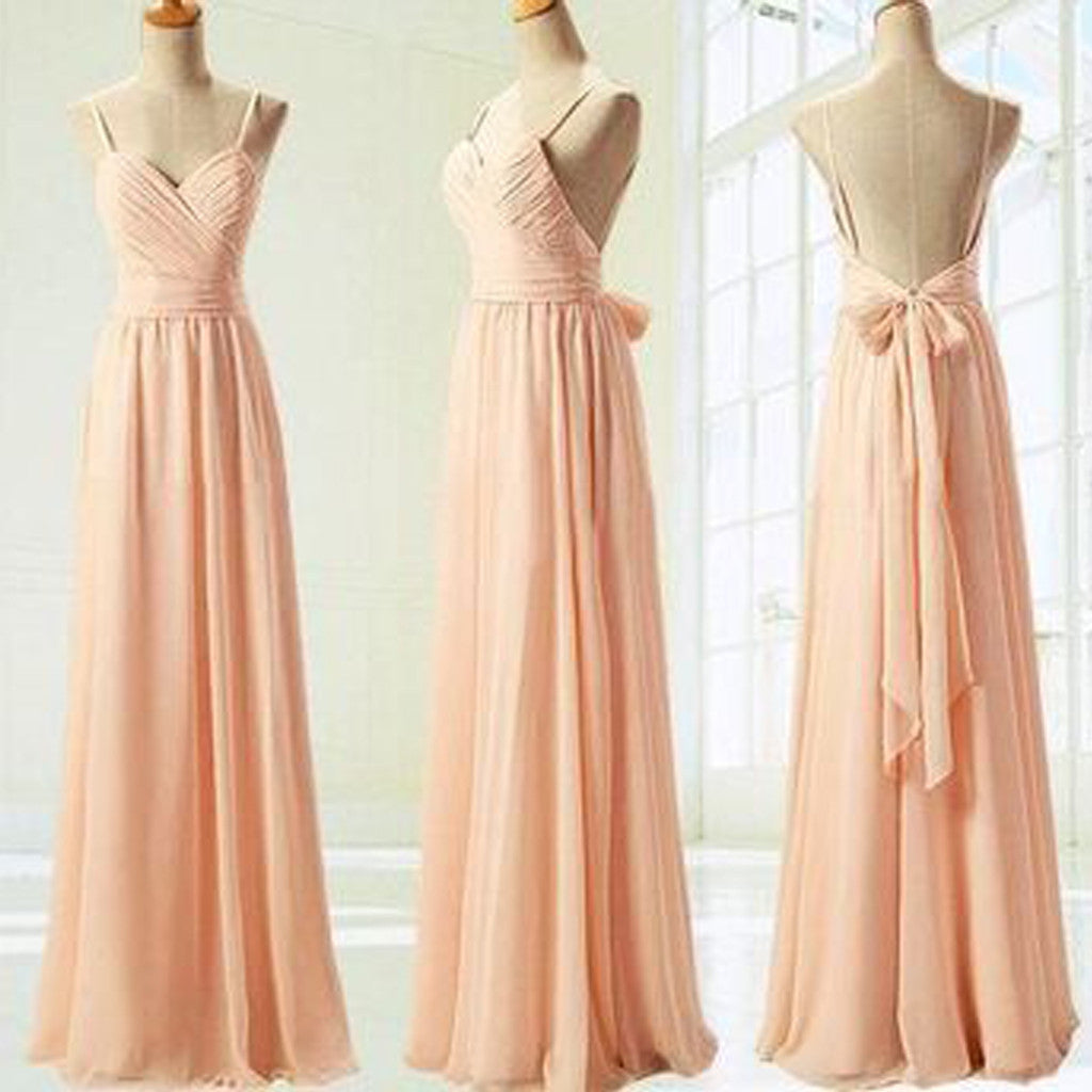 Backless Chiffon Sweet Heart Floor-Length Cheap Bridesmaid Dresses, BG51349 - Bubble Gown