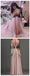 Black Applique Popular Dusty Pink V-neck Long Sleeve Cheap Long Prom Dresses, BG51019 - Bubble Gown