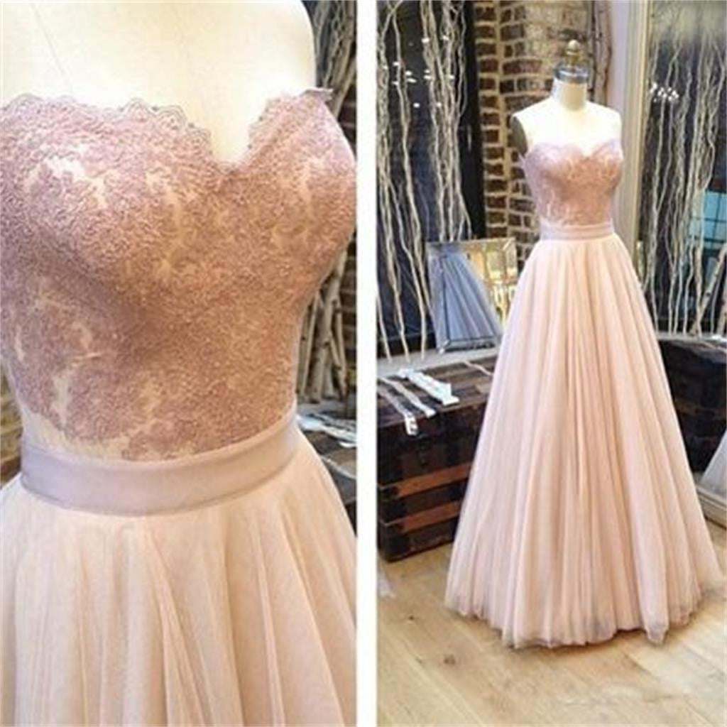 Charming Sweetheart Tulle Lace Top Evening Long Prom Dresses, BG51220 - Bubble Gown