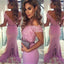 Off shoulder V-BackMermaid Evening Party Long  Lace Prom Dress, BG51143