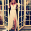 Charming White Long Lace V Neck Side Split Long Prom Dresses, BG51240