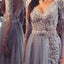 Long Sleeve Lace Backless V-Neck Long Prom Dresses, BG51135