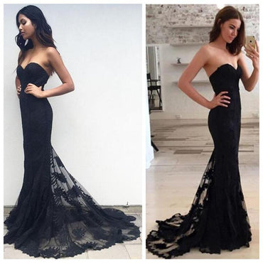 Affordable Mermaid Sexy Sweetheart Long Lace Prom Dresses, BG51147 - Bubble Gown