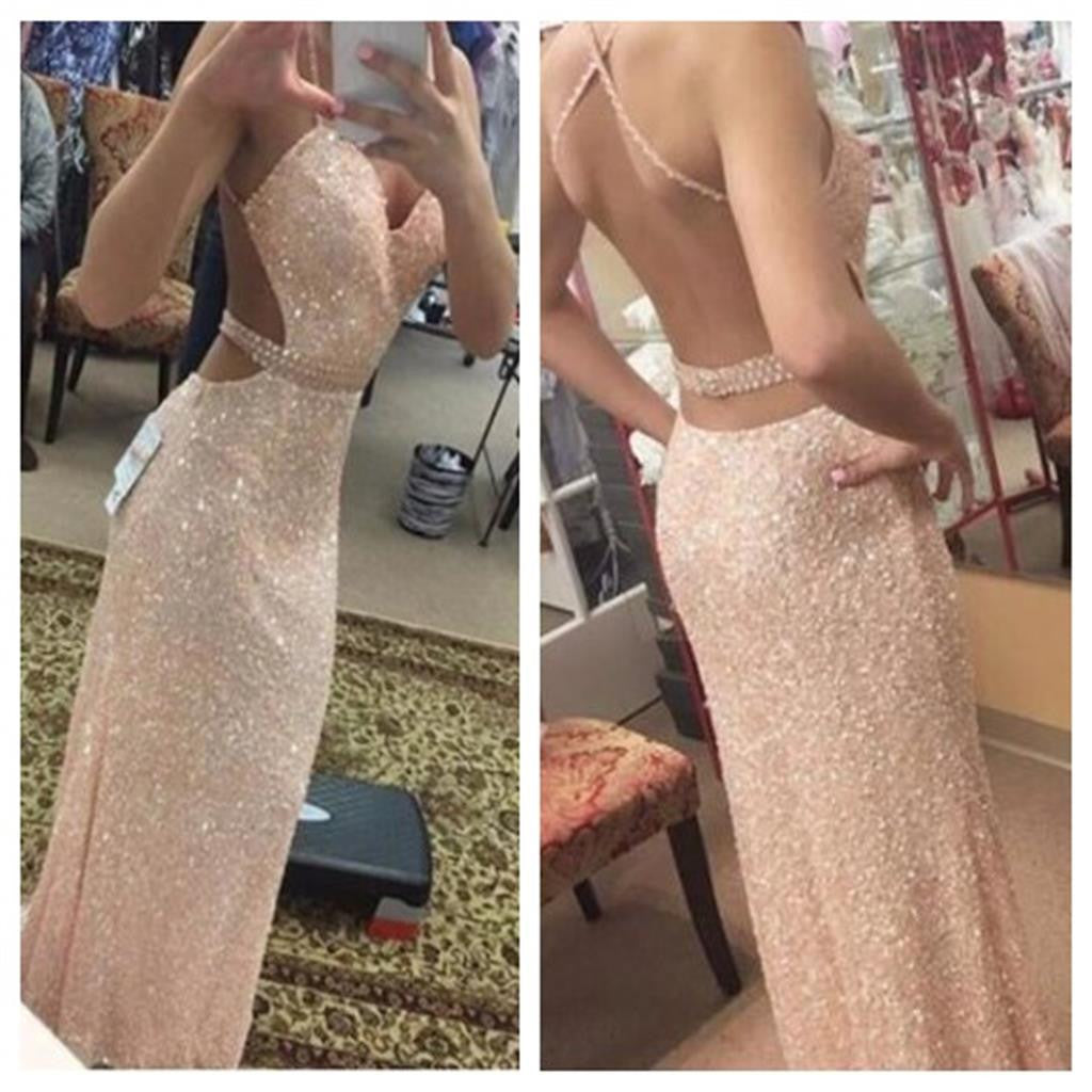 Sexy Sequined Backless Mermaid Cheap Long Prom Dress, BG51009