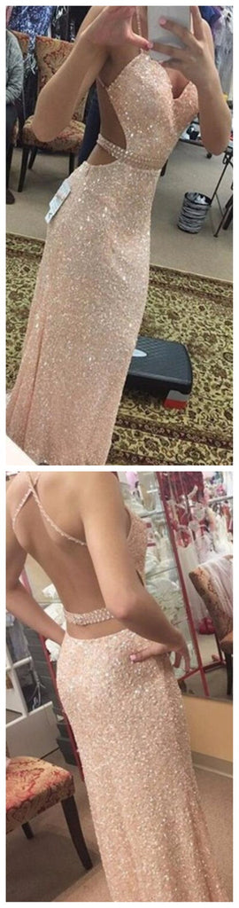Sexy Sequined Backless Mermaid Cheap Long Prom Dress, BG51009