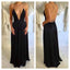 Backless Black Deep V Neck Sexy Simple Evening Long Party Prom Dress, BG51200 - Bubble Gown