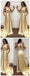 2 Pieces High Neck Open Back Shinning Gold Evening Long Prom Dress, BG51236 - Bubble Gown