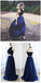 2 Pieces Royal Blue Unique New Design Evening Long Prom Dresses, BG51235 - Bubble Gown
