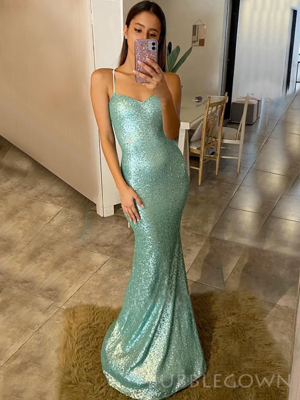 Sweet Heart Mermaid Spaghetti Straps Long Evening Prom Dresses, Custom Prom Dresses, BGS0010